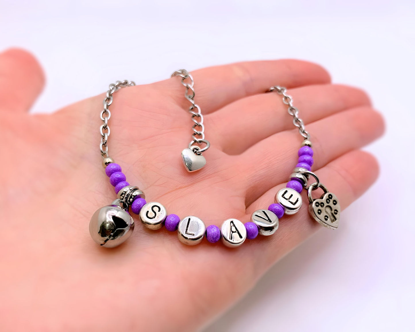 Slave Anklet Bracelet with Lock and Jingling Bell Charm