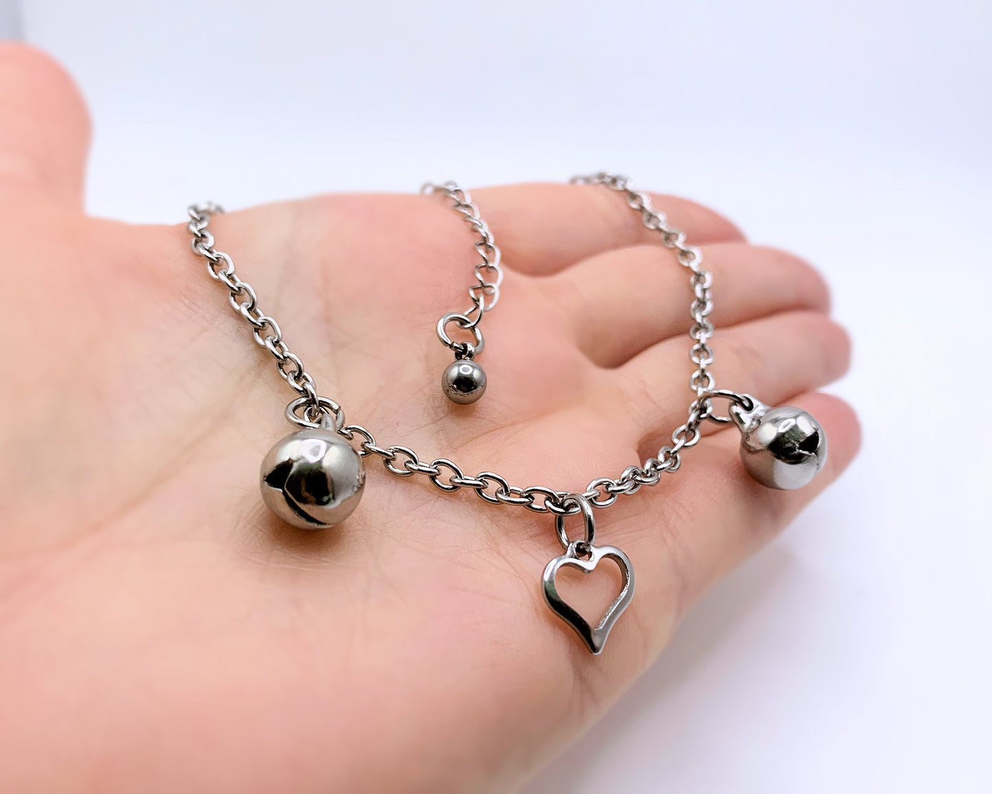 Submissive Anklet Bracelet Choker w/ Heart & Jingling Bells