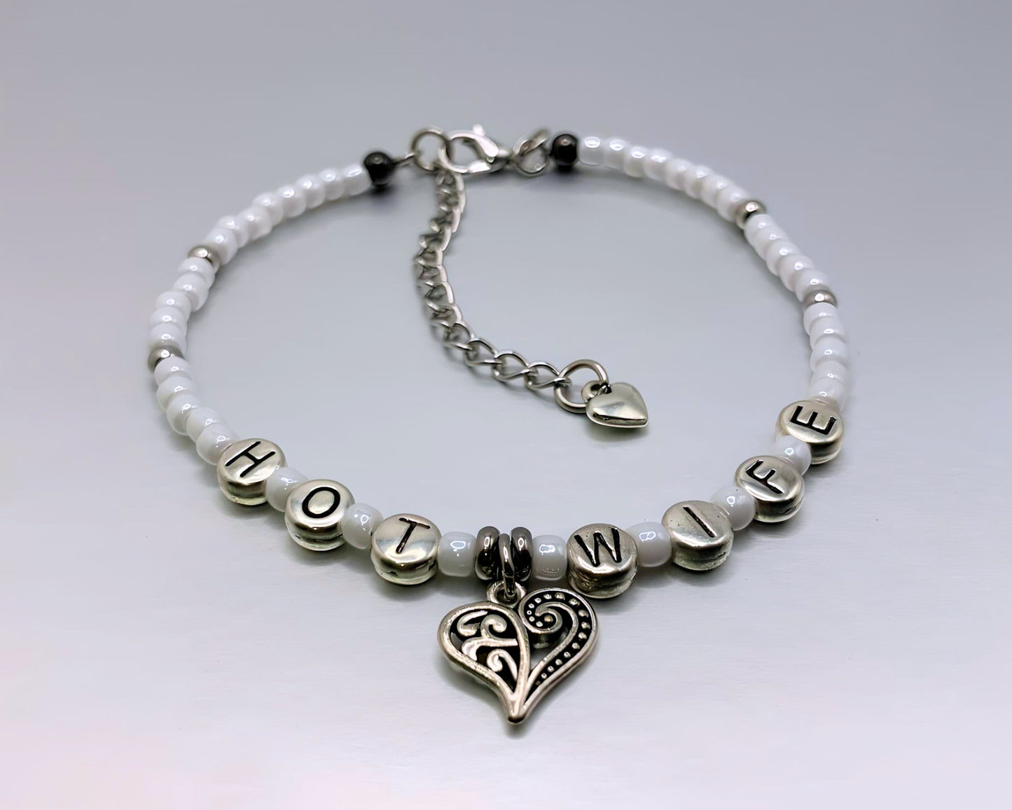 Hotwife Anklet / Bracelet with Heart Charm