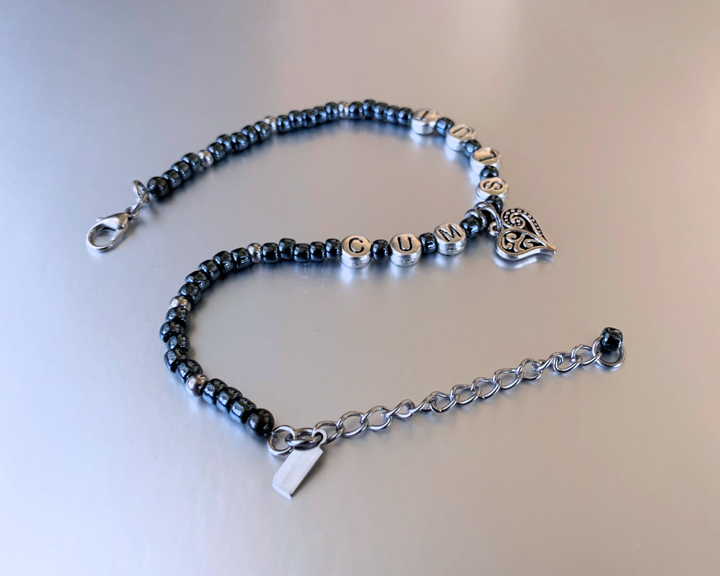 CumSlut Anklet Bracelet with Heart Charm