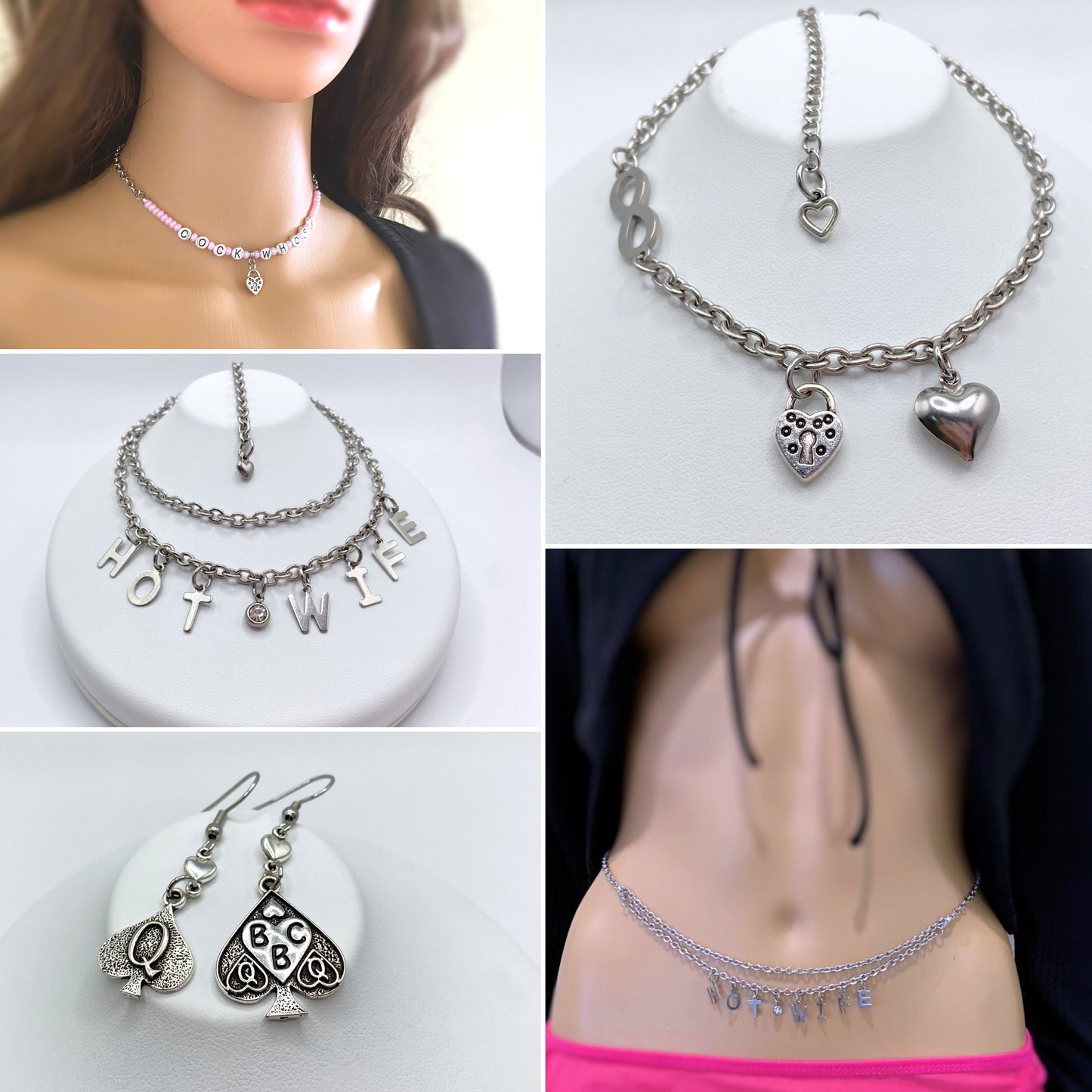 Owned Earrings with Lock Charm Submissive BDSM Fetish Swingers Jewelry