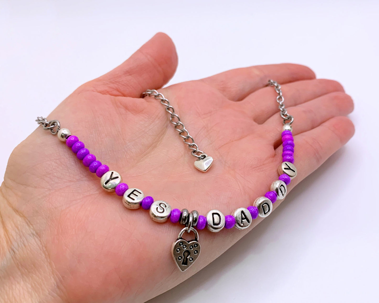 Yes Daddy Anklet Bracelet Choker with Lock Charm