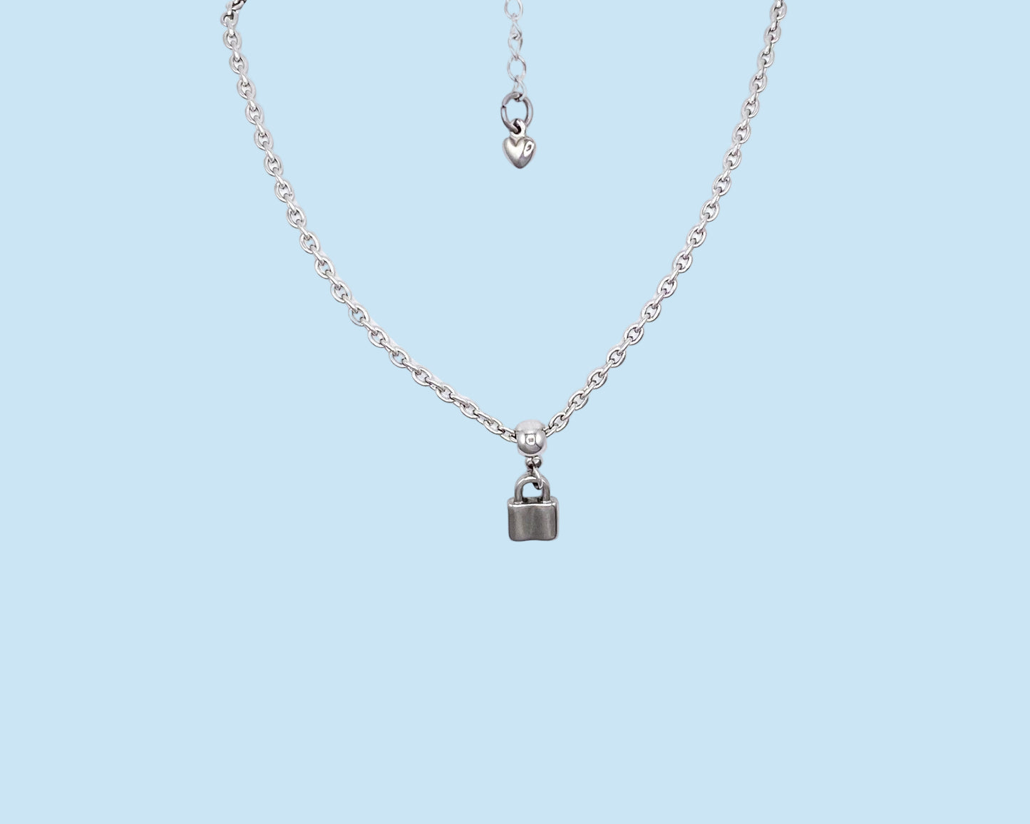 Owned Fetish Jewelry Chain with Lock Pendant Charm Stainless Steel