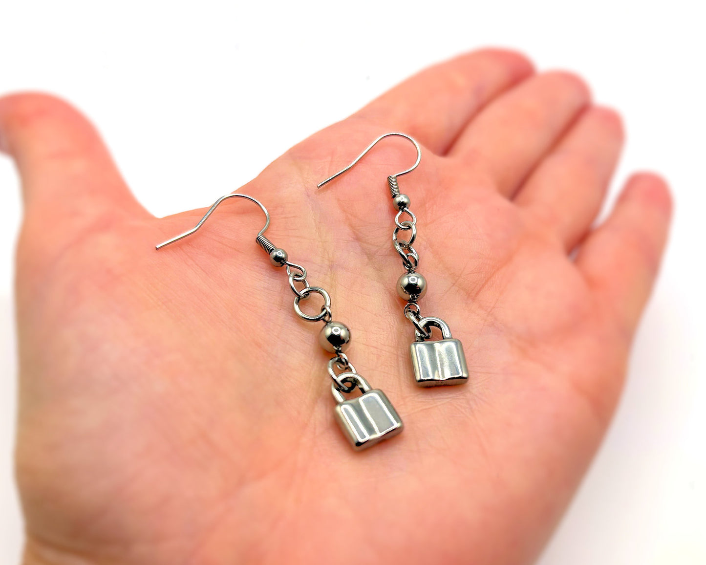 Owned Earrings with Lock Charm Submissive BDSM Fetish Swingers Jewelry