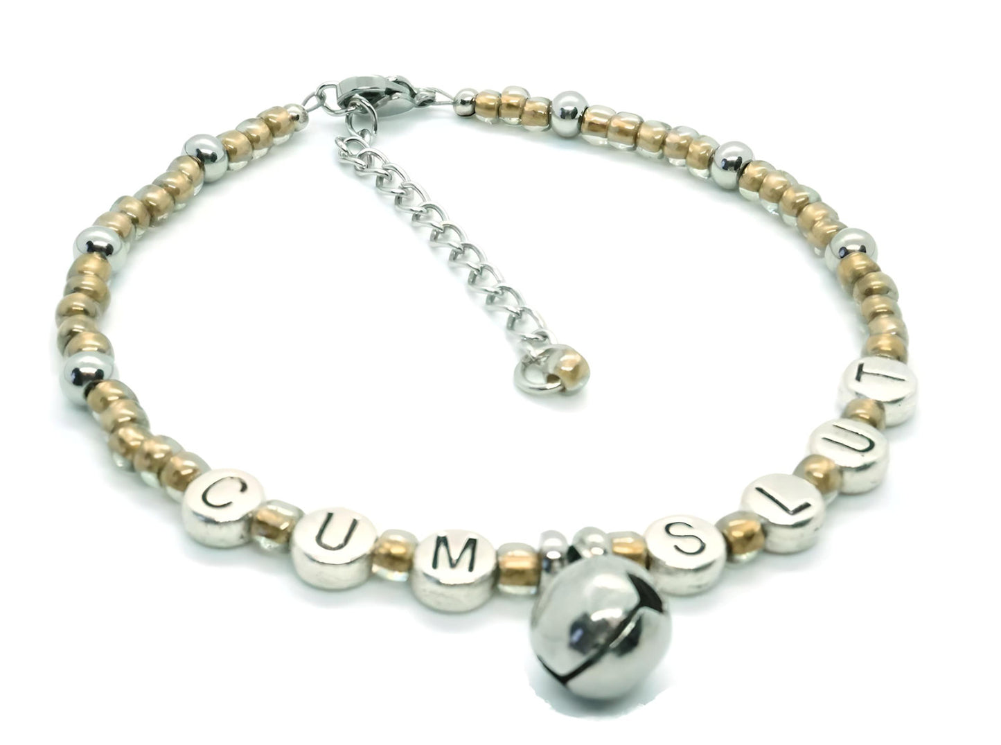 CumSlut Anklet Bracelet with Jingling Bell Charm