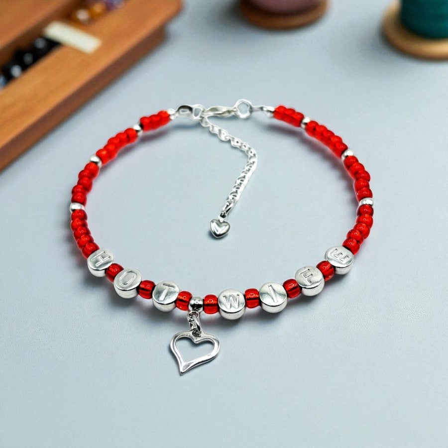 CumSlut Anklet Bracelet with Heart Charm