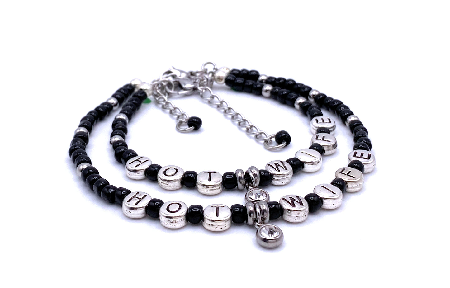 Hotwife Anklet / Bracelet with Clear Glass Charm