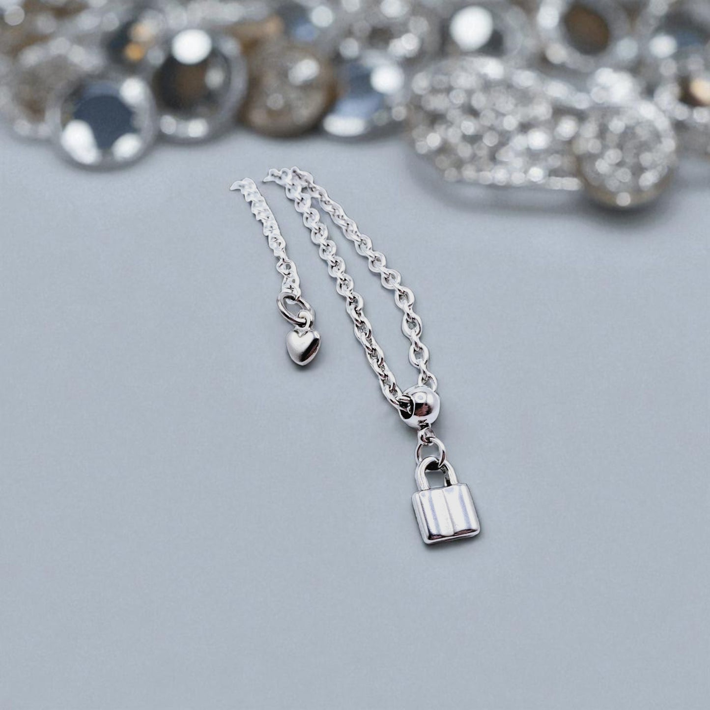 Owned Fetish Jewelry Chain with Lock Pendant Charm Stainless Steel