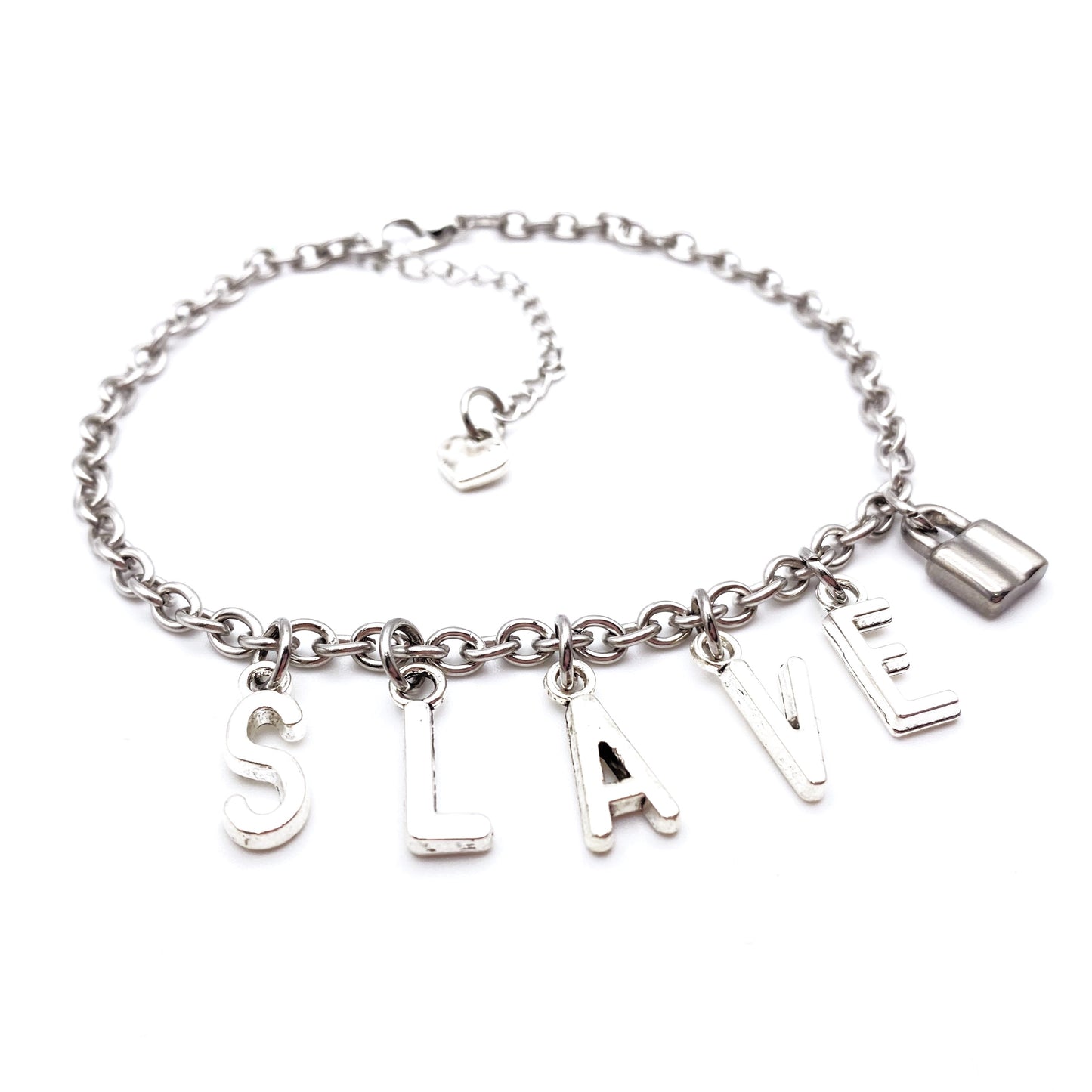 Owned Slave Anklet Bracelet Choker Chain w/Lock Charm