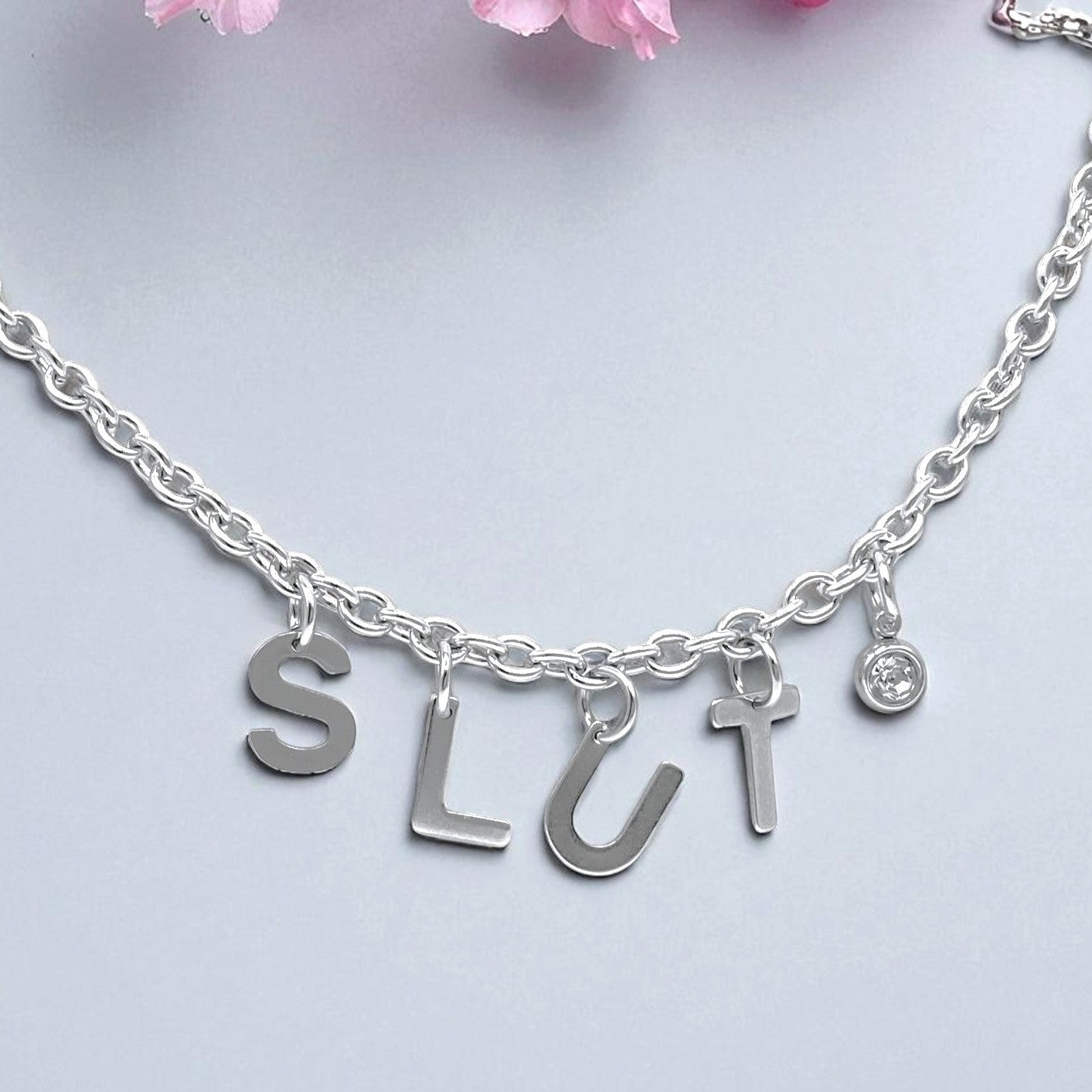 Owned Slave Anklet Bracelet Choker Chain w/Lock Charm