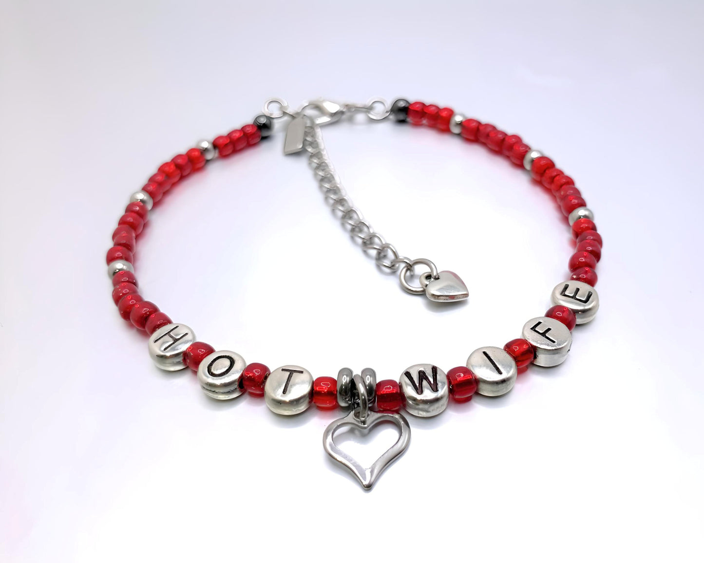 Hotwife Anklet / Bracelet with Heart Charm