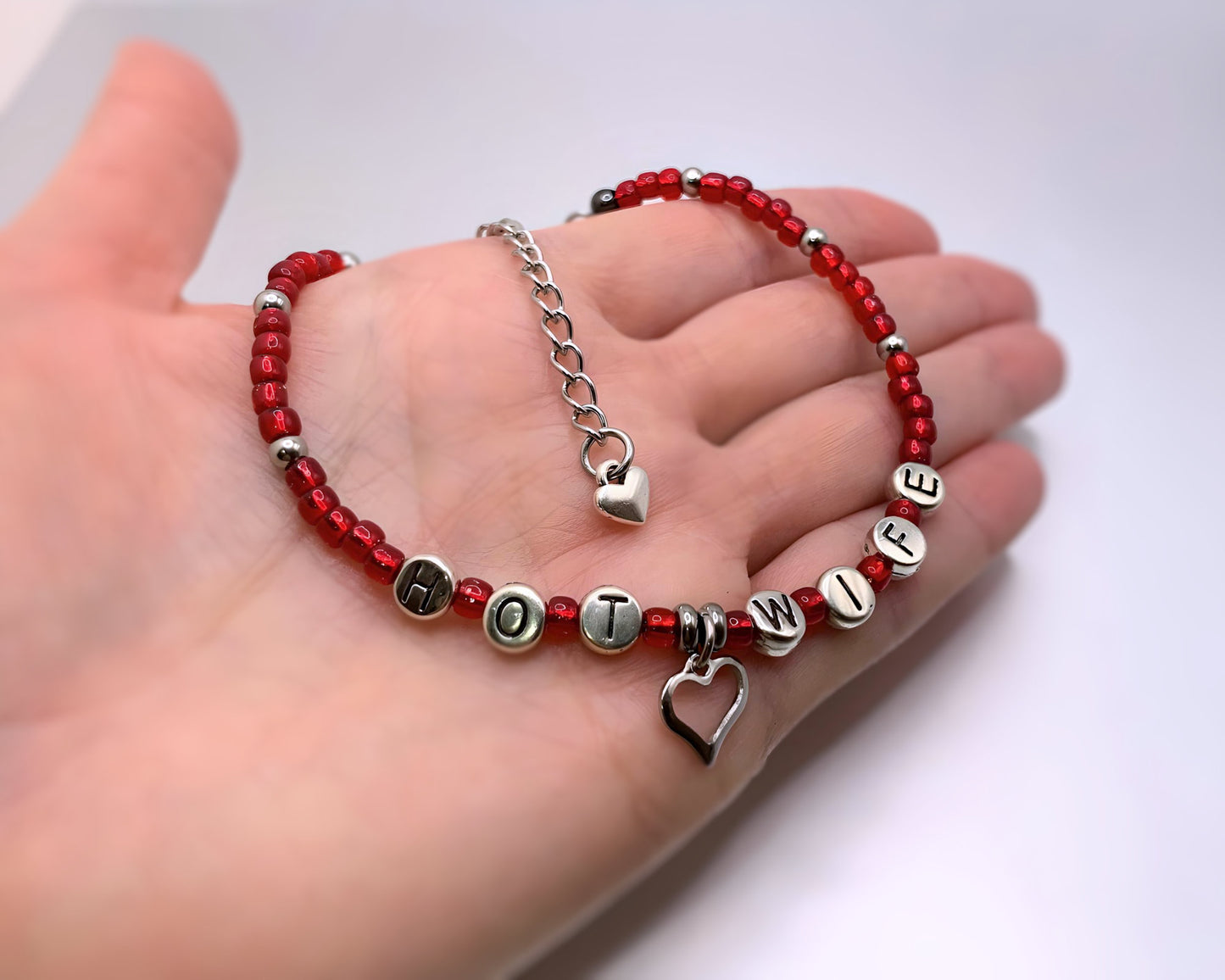 Hotwife Anklet / Bracelet with Heart Charm