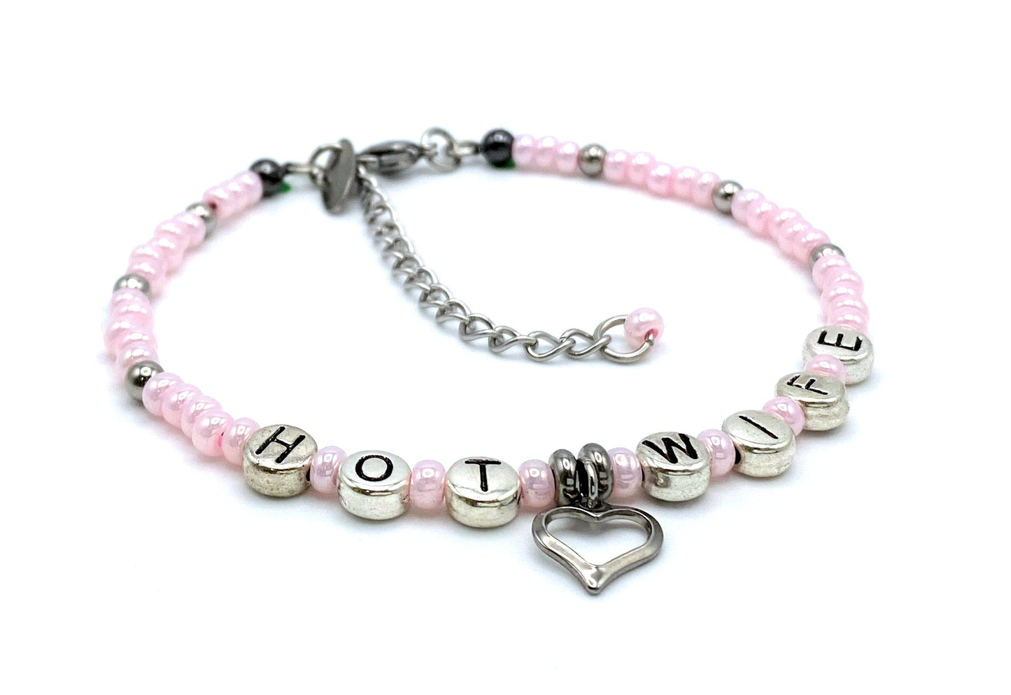 Hotwife Anklet / Bracelet with Heart Charm