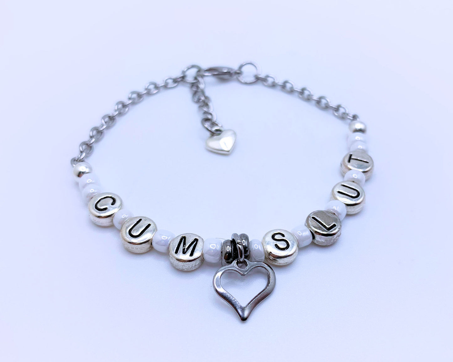 Hybrid Style Sexy CumSlut Anklet Bracelet with Heart Charm