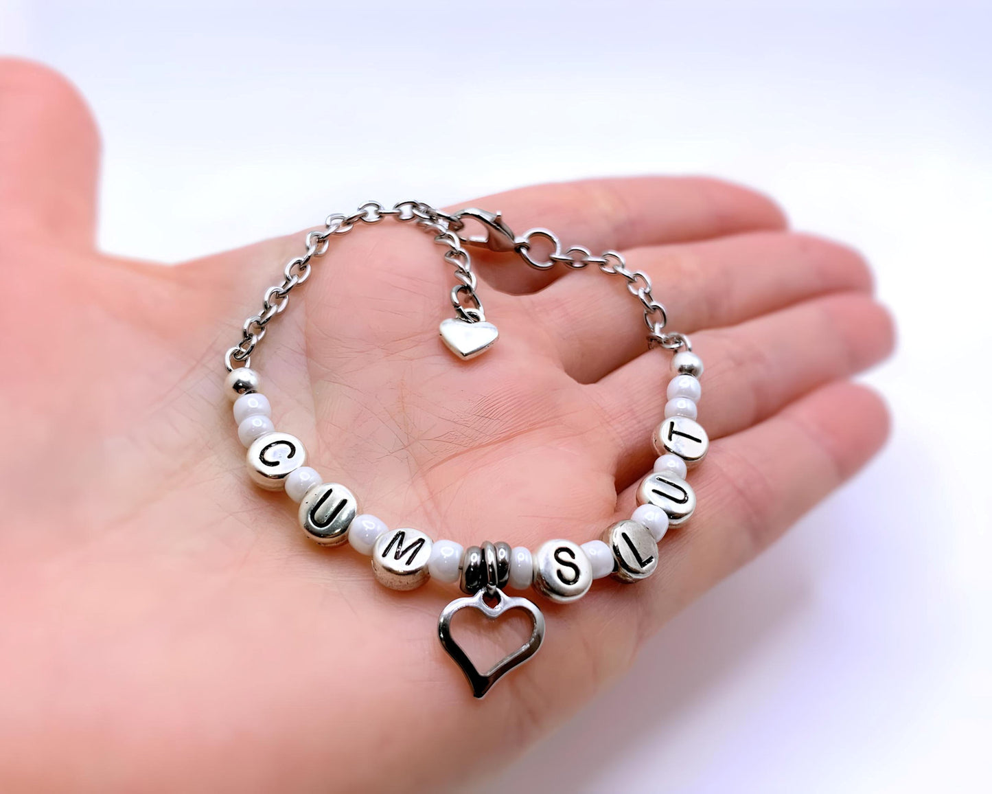 Hybrid Style Sexy CumSlut Anklet Bracelet with Heart Charm