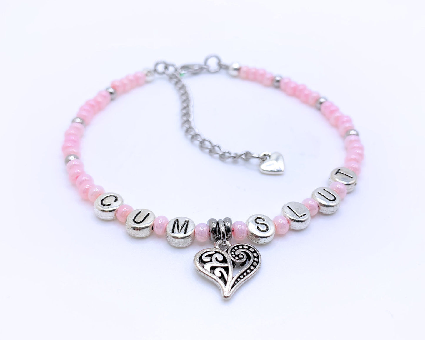 CumSlut Anklet Bracelet with Heart Charm