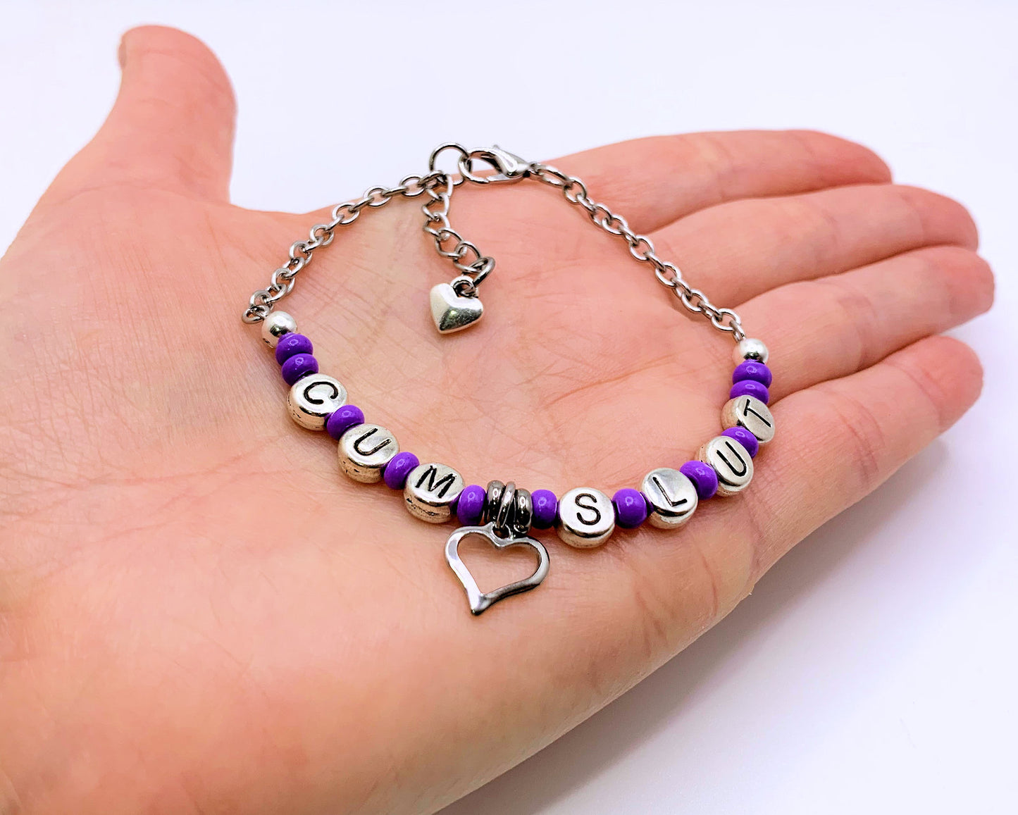 Hybrid Style Sexy CumSlut Anklet Bracelet with Heart Charm
