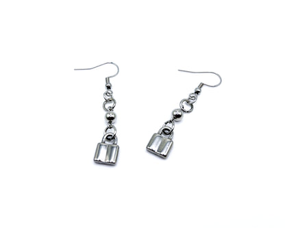 Owned Earrings with Lock Charm Submissive BDSM Fetish Swingers Jewelry