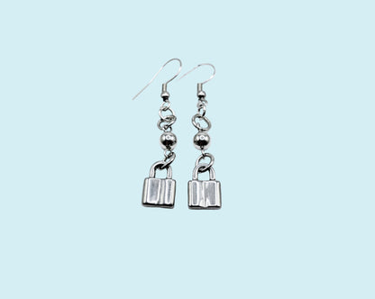 Owned Earrings with Lock Charm Submissive BDSM Fetish Swingers Jewelry