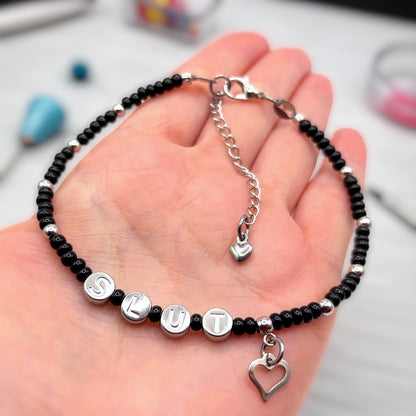 CumSlut Anklet Bracelet with Heart Charm