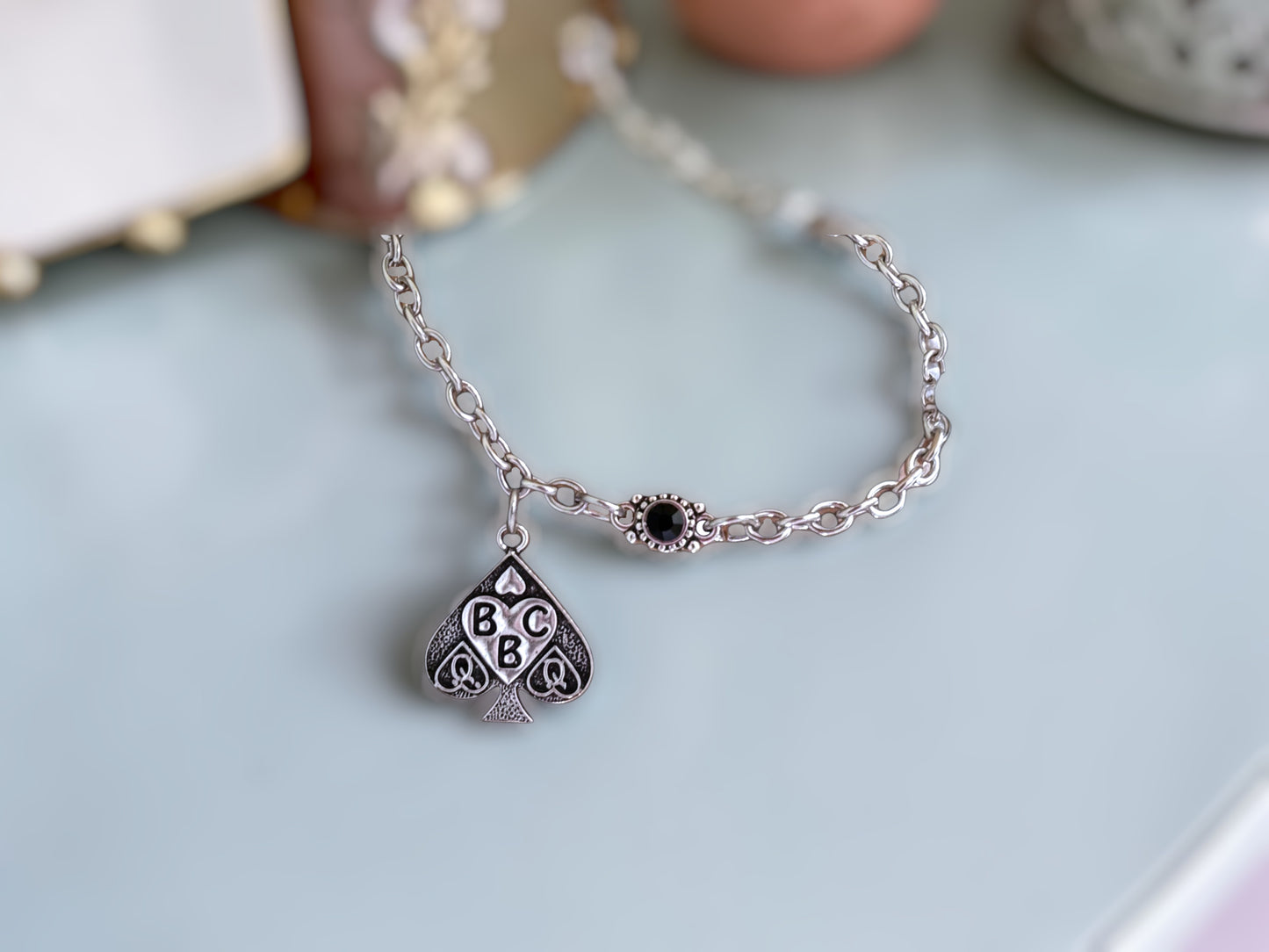 QOS Queen of Spades Chain With Vintage Charm