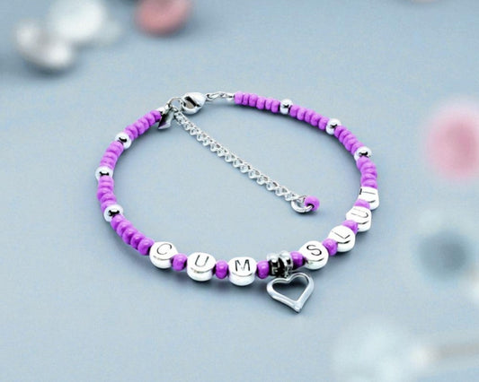 CumSlut Anklet Bracelet with Heart Charm