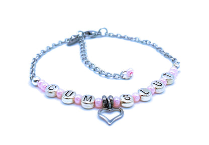 Hybrid Style Sexy CumSlut Anklet Bracelet with Heart Charm