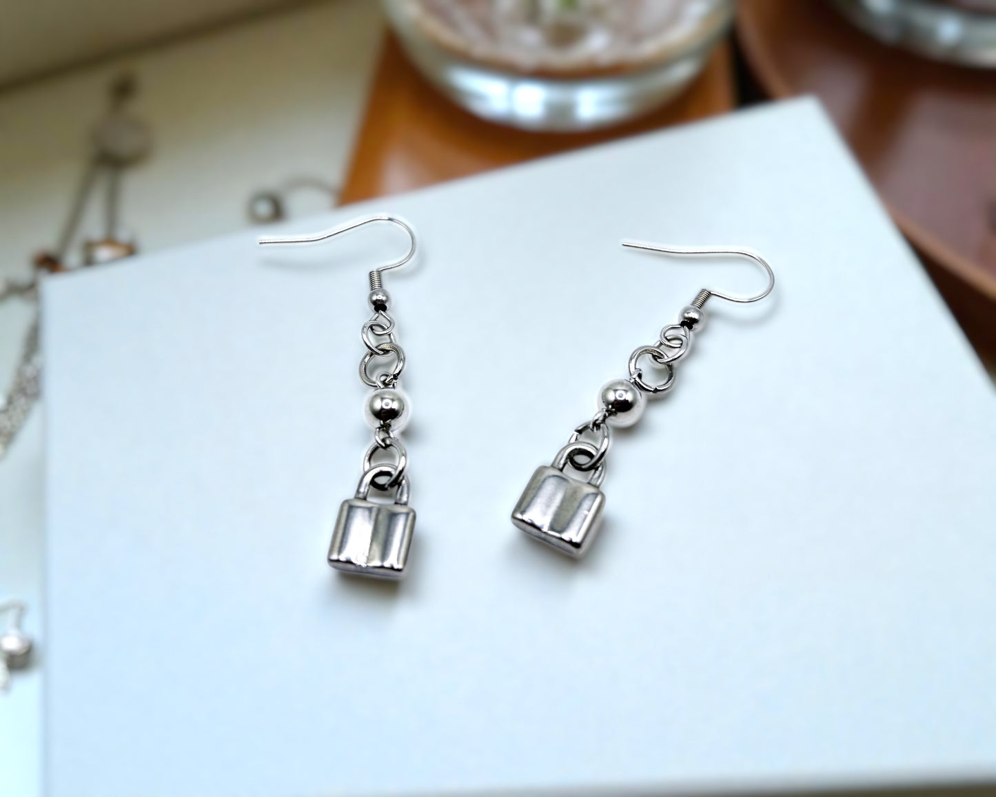 Owned Earrings with Lock Charm Submissive BDSM Fetish Swingers Jewelry