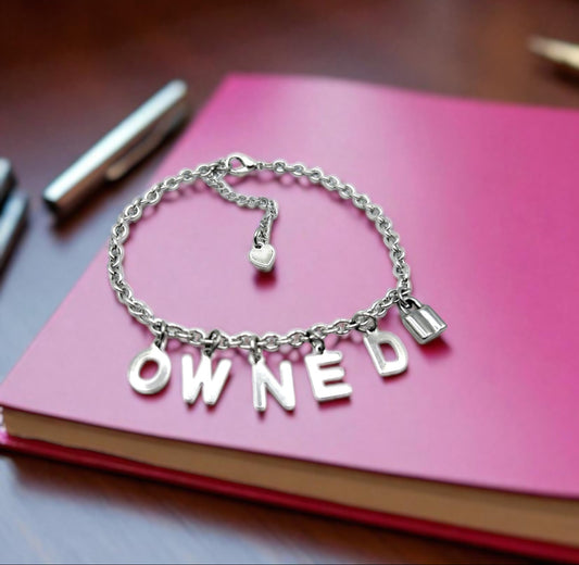 Owned Slave Anklet Bracelet Choker Chain w/Lock Charm