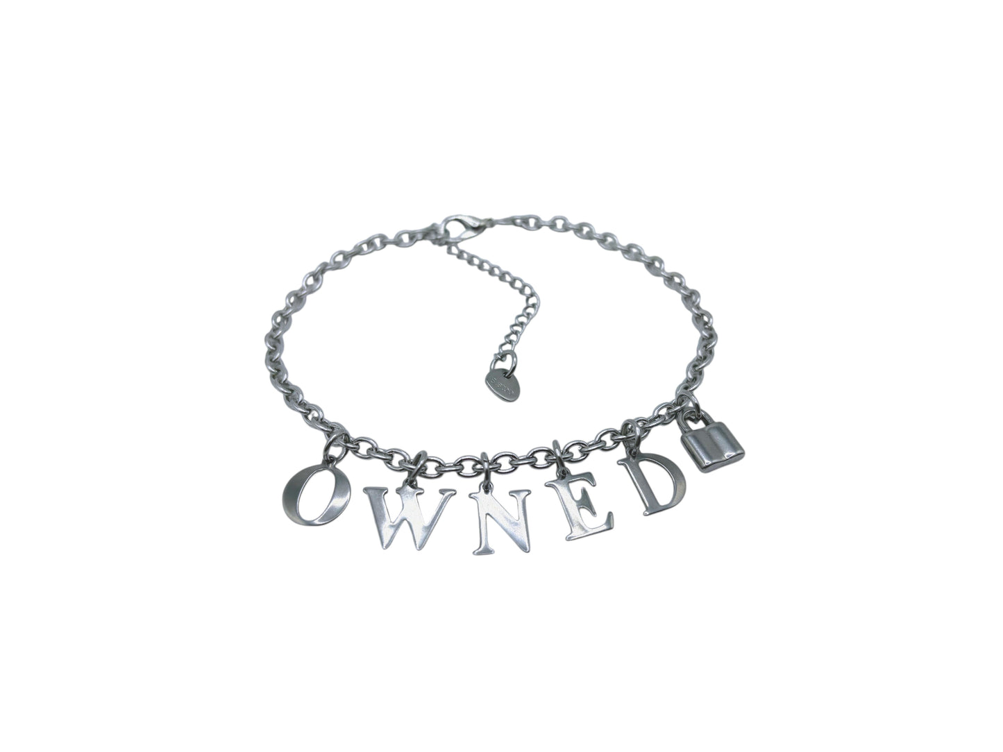 Owned Slave Slut Anklet Bracelet Choker Chain w/Lock Charm