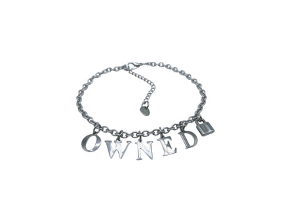 Owned Slave Slut Anklet Bracelet Choker Chain w/Lock Charm