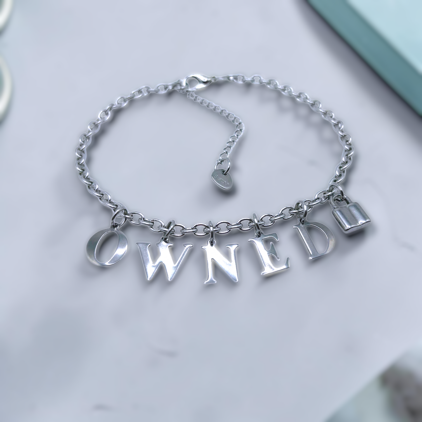 Owned Slave Anklet Bracelet Choker Chain w/Lock Charm