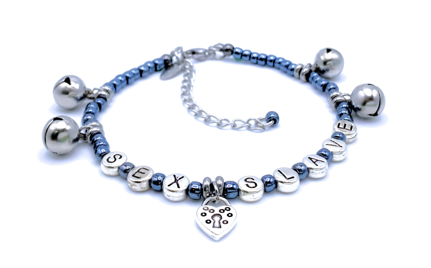 Sex Slave Anklet with Lock and Bell Charms
