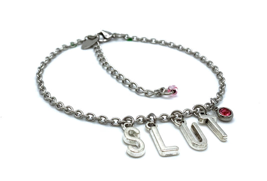 Slut Anklet/Bracelet with Glass Charm