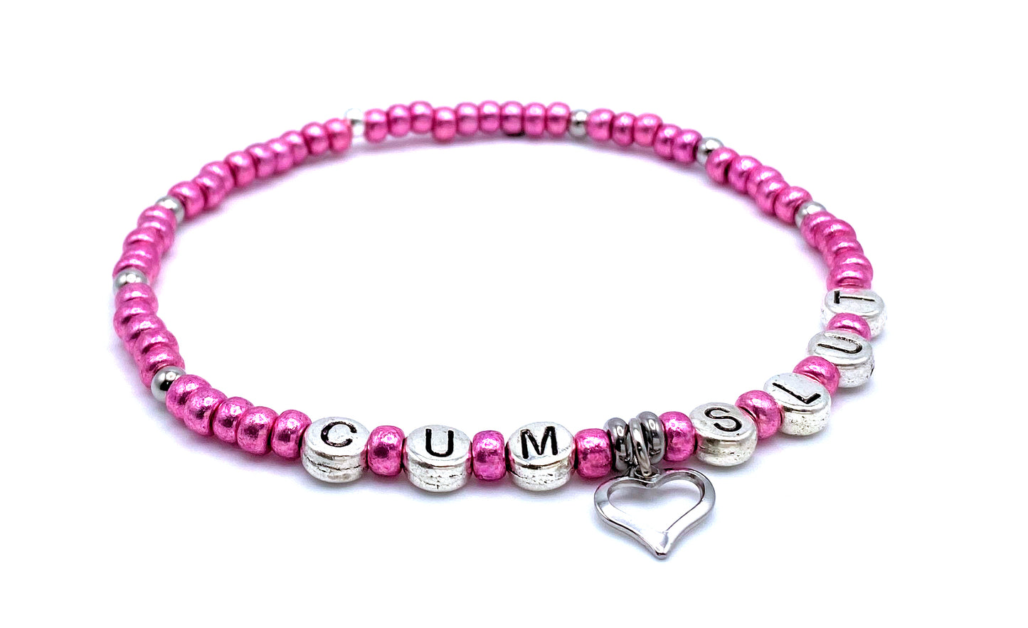 Cumslut Anklet Bracelet with Heart Charm (Stretch)