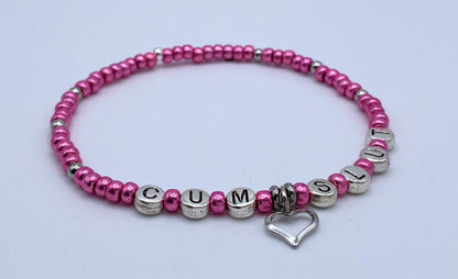 Cumslut Anklet Bracelet with Heart Charm (Stretch)