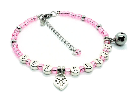 Sex Slave Anklet Bracelet with Lock & Jingling Bell Charm